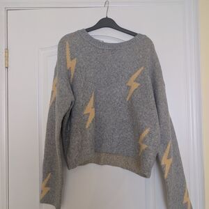 Nobo Gray Sweater with Gold Lightning Bolts